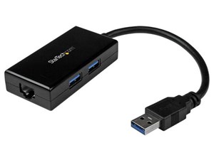 USB 3.0 - ギガビットイーサネット有線LANアダプタ USBハブ(2ポート)内蔵 10/･･･