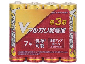 オーム電機 アルカリ乾電池Vシリーズ単三4P LR6VN4S