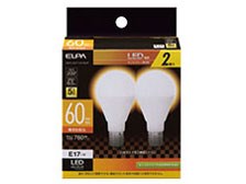 ELPA LED電球ミニクリ形60W相当L色2個入り LDA7L-G-E17-G4106-2P