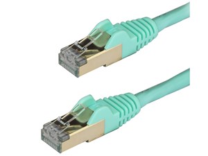 カテゴリ6A対応LANケーブル(2m/アクア)Cat6A STP(シールドツイストペア)ケー･･･