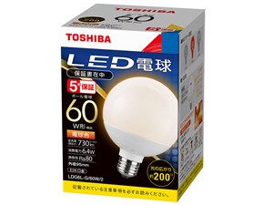 【納期目安：１週間】東芝ライテック LED電球ボール電球形 LDG6L-G/60W/2