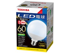 【納期目安：１週間】東芝ライテック LED電球ボール電球形 LDG6N-G/60W/2