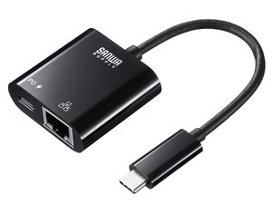 サンワサプライ USB3.2 TypeC-LAN変換アダプタ(PD対応・ブラック) USB-CVLAN7･･･