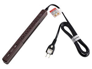 ELPA 耐雷スリム回転USBタップ 木目調 WBS-SL402USB(WD)