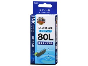 オーム電機 エプソン互換 ICLC80L 染料ライトシアン 01-4142 INK-E80LB-LC 1･･･