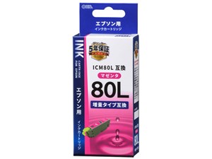 オーム電機 エプソン互換 ICM80L 染料マゼンタ 01-4140 INK-E80LB-M 1コ入 49･･･