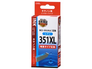 オーム電機 キヤノン互換 BCI-351XLC 染料シアン 01-4160 INK-C351XLB-C 1コ･･･