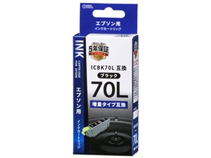 オーム電機 エプソン互換 ICBK70L 染料ブラック 01-4131 INK-E70LB-BK 1コ入 ･･･