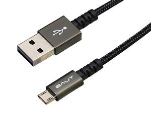 【納期目安：１週間】BAUT PREMIUM両面microUSBケーブル 2A 0.5m ガンメタル ･･･