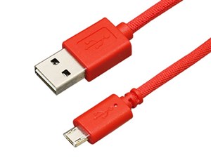 【納期目安：１週間】BAUT 両面microUSBメッシュケーブル2A3.0mR レッド BUSM･･･