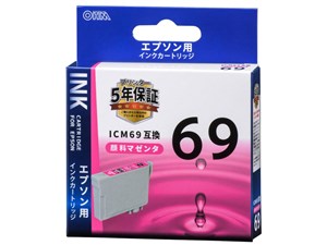 オーム電機 エプソン互換 ICM69 顔料マゼンタ 01-4128 INK-E69B-M 1コ入 4971･･･