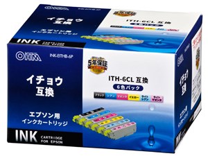 オーム電機 エプソン イチョウ ITH-6CL互換インク(6色パック) INK-EITHB-6P