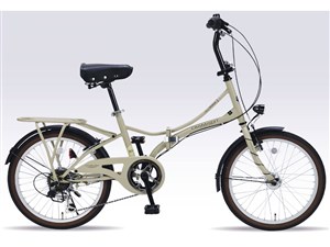 MYPALLAS MF204KURVE-BE (マットベージュ) 折畳自転車 20インチ シマノ６段変速 LEDオートライト 商品画像1：eONE