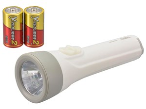オーム電機 LED懐中ライト 単2形乾電池×2本付き 110ルーメン 2211C7  LHP-22･･･