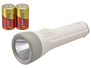 オーム電機 LED懐中ライト 単1形乾電池×2本付き 110ルーメン 1211C7  LHP-12･･･