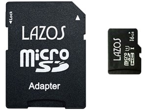 LAZOS ラソス マイクロ SDHC 16GB UHS-I U1 CLASS10 L-B16MSD10-U1【ネコポス便配送制限12枚まで】 商品画像1：秋葉Direct