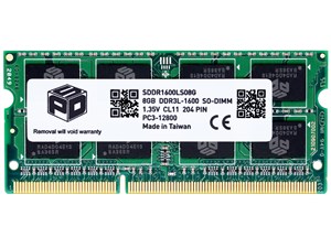 ノートPC用メモリ SPD DDR3L 1600 SO-DIMM 8GB(8GBx1枚) PC3 12800 1.35V CL11 204 PIN 5年保証 SDDR1600LS08G 商品画像1：spdonline