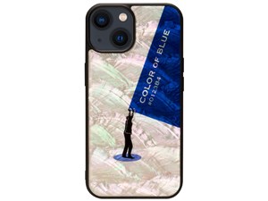 【納期目安：１週間】ikins 天然貝ケース for iPhone 14 Royal Blue 背面カバ･･･