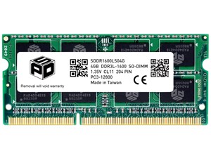 ノートPC用メモリ SPD DDR3L 1600 SO-DIMM 4GB(4GBx1枚) PC3 12800 1.35V CL11 204 PIN SDDR1600LS04G 5年保証 商品画像1：spdonline