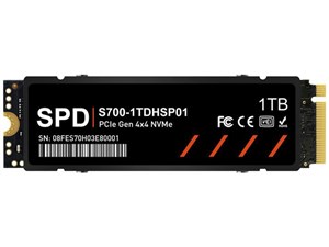 SPD製SSD 1TB PS5動作確認済み M.2 2280 PCIe Gen4x4 NVMe DRAM ヒートシンク搭載 R: 7400MB/s W: 5500MB/s 5年保証 S700-1TDHSP01 商品画像1：spdonline