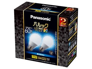 パナソニック パルック LED電球 プレミアX 7.3W 2個入(昼光色相当) 自然光と･･･