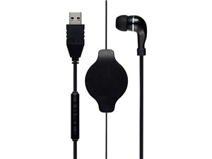 【納期目安：１週間】ミヨシ 巻き取り式片耳イヤホン USB ブラック UHP-K01/B･･･