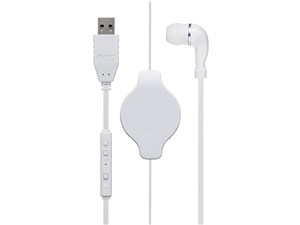 【納期目安：１週間】ミヨシ 巻き取り式片耳イヤホン USB ホワイト UHP-K01/W･･･