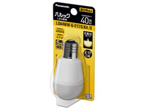 パナソニック パルック LED電球 4.3W ブリスター(温白色相当) 既発売商品と合･･･