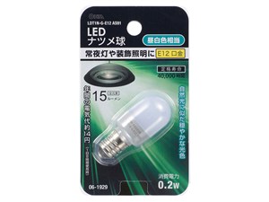 オーム電機 LEDナツメ球(0.2W/15lm/昼白色/E12) LDT1N-G-E12AS91