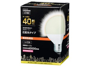 ヤザワ G70ボール形LED 40W相当 E26L色(電球色) LDG4LG70
