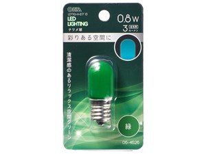 オーム電機 LEDナツメ球装飾用 T20/E17/0.8W/3lm/緑色  LDT1G-H-E17-13