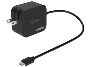 j5 create 67W GaN USB-Cケーブル一体型 PD充電器(1.8m) JUP1565N