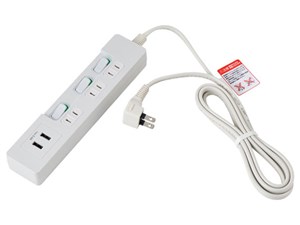 ELPA ランプレススイッチ付USBタップ WLS-E3232UAW