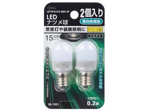 オーム電機 LEDナツメ球(0.2W/15lm/昼白色/E12/2個入り) LDT1N-G-E12AS91-2