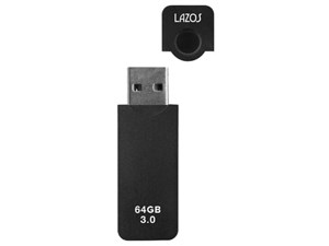 LAZOS ラソス キャップ式 USB3.0 フラッシュメモリ 64GB ブラック 【ネコポス便配送制限12個まで】 商品画像1：秋葉Direct