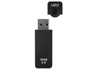 Lazos ラソス USB3.0 16GB ブラック キャップ式 L-US16-CPB  【ネコポス便配送制限12個まで】 商品画像1：秋葉Direct