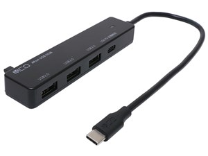 【納期目安：１週間】ミヨシ USB PD100W充電対応 USB2.0ハブ ブラック USH-CA･･･