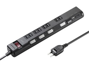 サンワサプライ 節電タップ TAP-B107UC-2BK