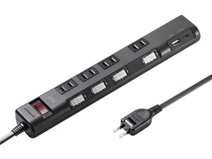 サンワサプライ 節電タップ TAP-B107UC-3BK