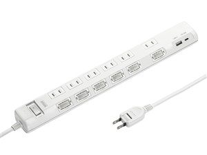 サンワサプライ 節電タップ TAP-B108UC-2W