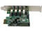 SuperSpeed USB 3.0 4ポート増設PCI Expressインターフェースカード 4x USB 3.0 拡張用PCIe x1 接続ボード SATA(15ピン)電源端子付き PEXUSB3S4V 商品画像2：123market