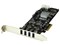 SuperSpeed USB 3.0 4ポート増設PCI Express/ PCIe x4 インターフェースカード 2個の専用5Gbpsチャネル UASP対応 SATA(15ピン) / ペリフェラル(4ピン) 電源端子付き PEXUSB3S42V 商品画像1：123market
