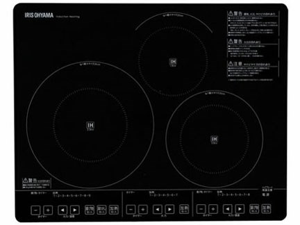 アイリスオーヤマ 3口 IHクッキングヒーター 200Vタイプ ブラック IHC