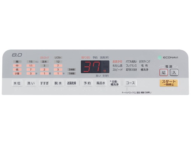 NA-FA80H6-W 全自動洗濯機 8kg NA-FA80H6 パナソニック ホワイトの通販