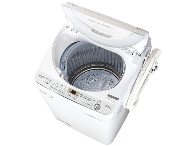 ES-GE7C-W 全自動洗濯機 7kg シャープ ステンレス 穴なし槽 ホワイト系 ...