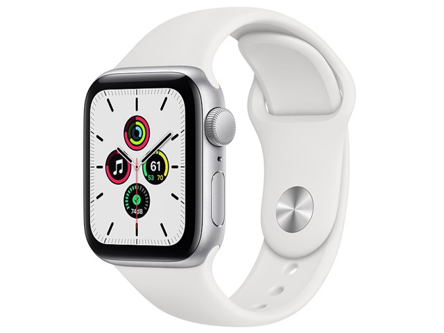 腕時計(デジタル)Apple Watch SEホワイトスポーツバンド GPS