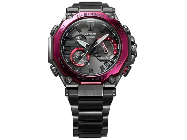 カシオ【G-SHOCK】MT-G 電波ソーラー腕時計 パープル×ブラック MTG