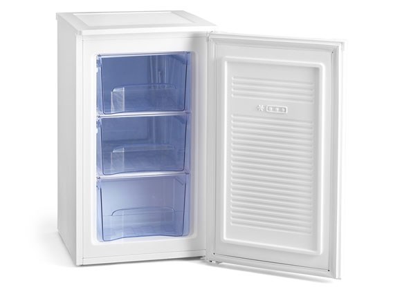 アイリスオーヤマ【IRIS】60L 前開き冷凍庫 ホワイト 3段引き出し 右