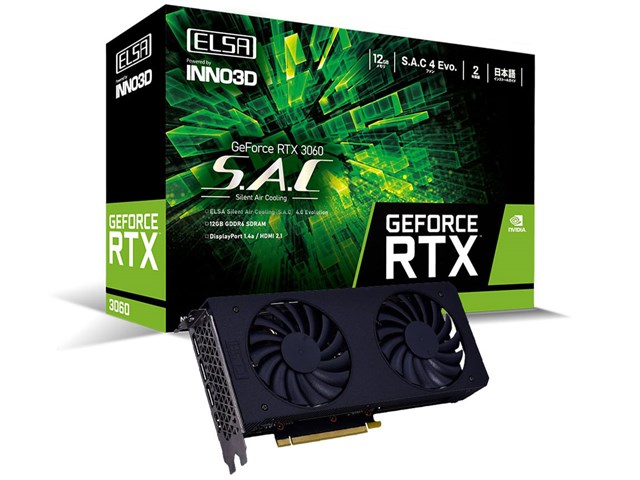 ELSA GeForce RTX 3060 12GB 保証残有 2スロット