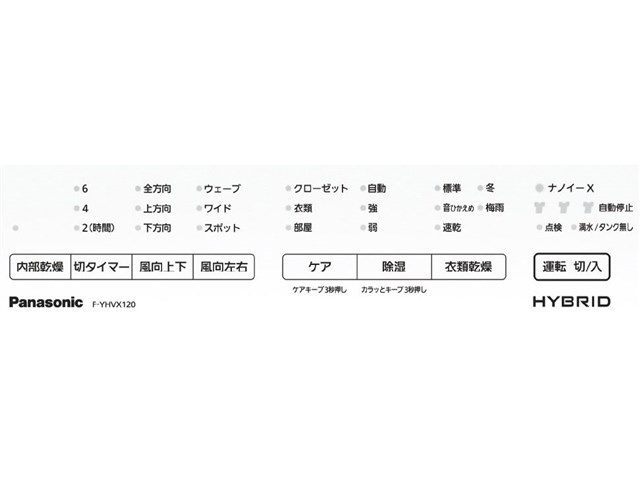 F-YHVX120-W パナソニック ハイブリッド方式 衣類乾燥除湿機